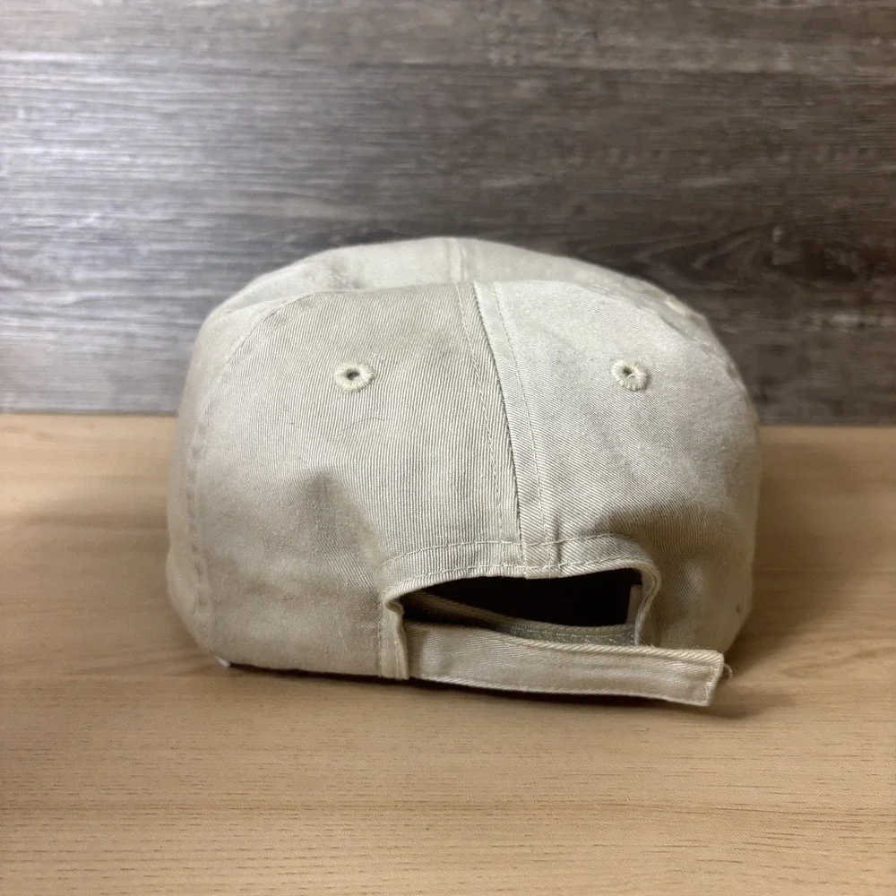 Vintage Alaska Hat Cap Strap Back Beige Blue Embroidered Souvenir Mens Outdoors
